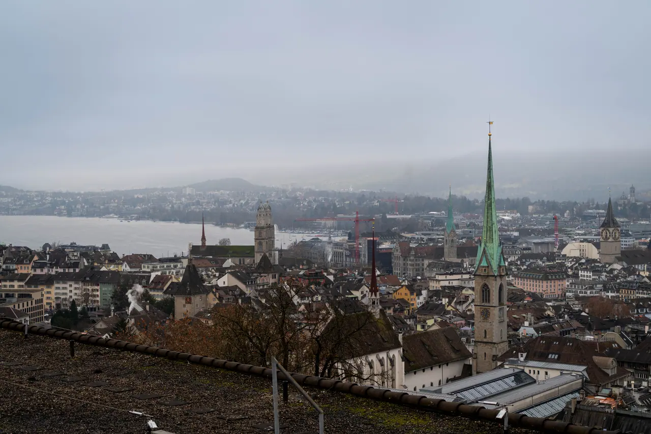Zürich spread beneath a low silver sky